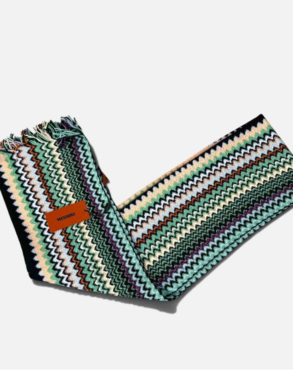 NWT Missoni Chevron Zigzag Knit Scarf Multicolor 17x74โ Italy